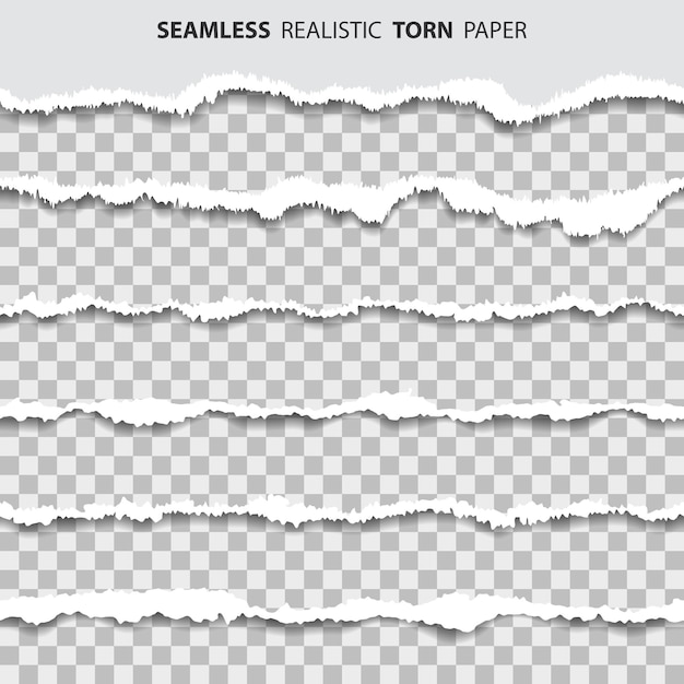 Realistic seamless damaged holes in sheet of paper with torn edges illustration