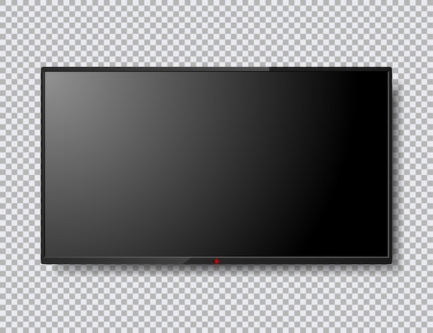 realistic tv screen isolated illustration with red button