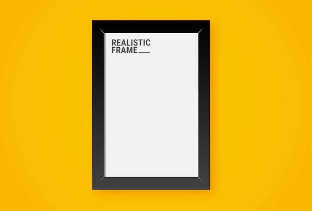 realistic vertical frame isolated on yellow background.