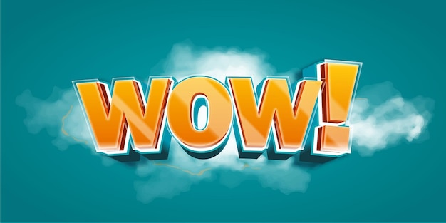 realistic wow 3d bold text effect design