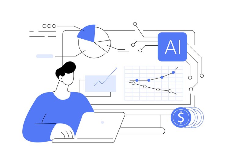 Vector realtime sales insights with ai abstract concept vector illustration