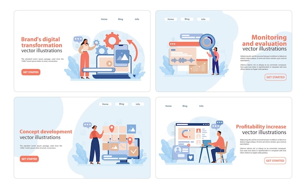 rebranding strategy web illustrations engaging set of vector illustrations showcasing stages of