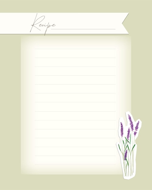 Recipe template in scrapbooking style collage vintage blank blank card with old paper lace