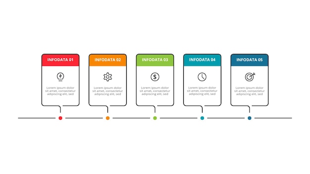 Rectangle concept for infographic with 5 steps options parts or processes Business data visualization