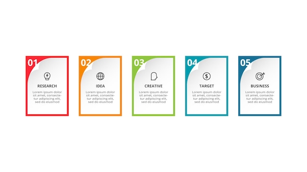 rectangle concept for infographic with 5 steps options parts or processes business data visualization