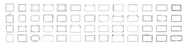 Rectangle frame line Scribble pencil square text box Doodle highlighting design elements