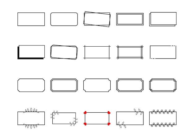 rectangle frames border set in vintage style.