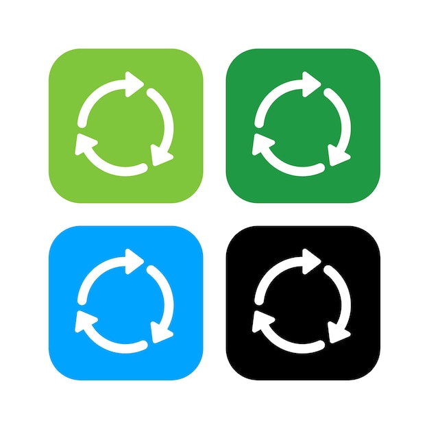 rectangle recycle circle arrows set