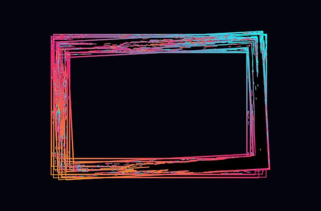 rectangular retro frame template with grunge pattern vector design element