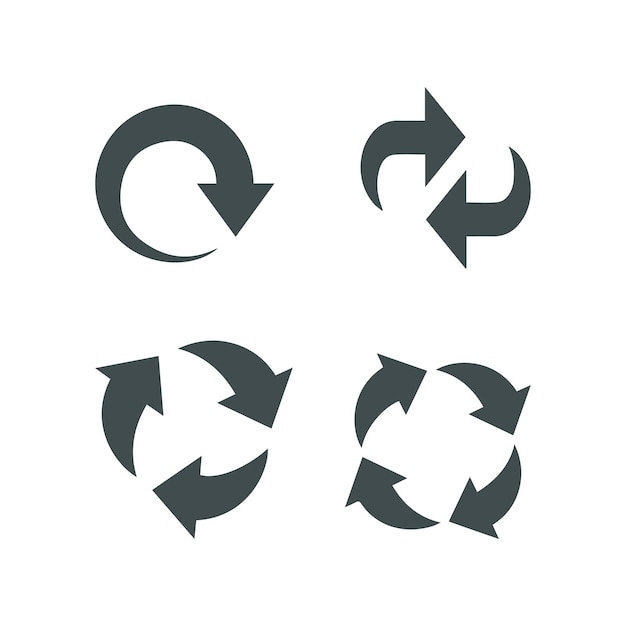 Recycle arrows garbage circular recycling 4 icons vector