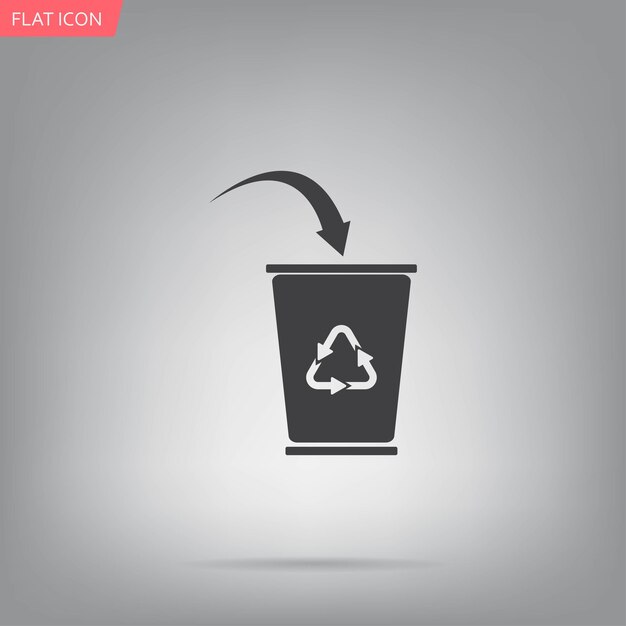 Recycle bin recycling symbol Vector illustration on a gray background Eps 10