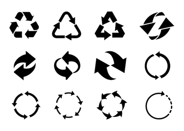 Recycled cycle arrows icon set. Vector illustration