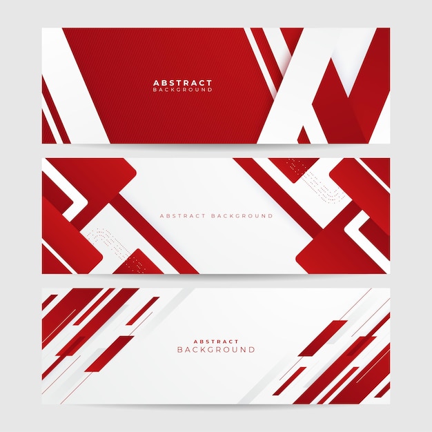Red abstract wide banner background vector modern corporate concept