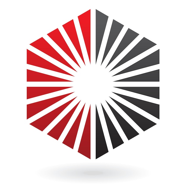 Red and Black Triangular Shapes Forming a Hexagon
