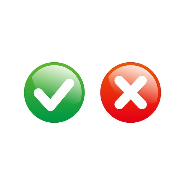 Red and Green Glossy Check Mark Symbol