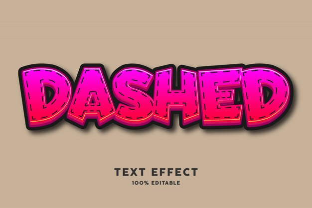 red candy with dashed lines text effect