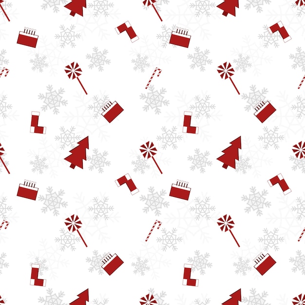 red christmas object silhouette vector repeat pattern created on white background sharp edged christmas object repeat pattern