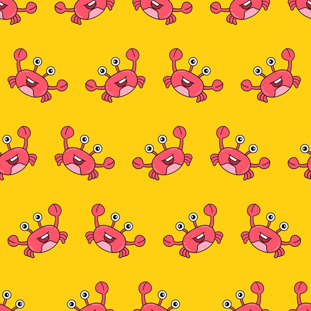 red crab seamless repeat pattern. background vector illustration.