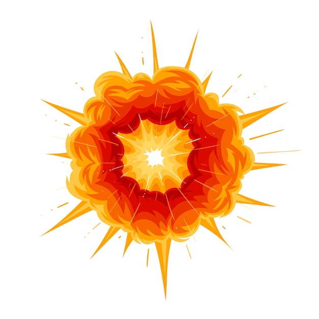 red explosion, cloud of fire and flash vector illustration.