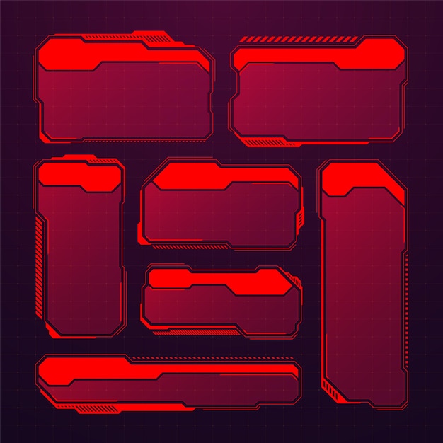 red futuristic hud or ui elements scifi user interface text boxes callouts warning message frames