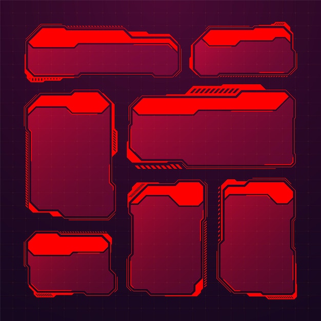 red futuristic hud or ui elements scifi user interface text boxes callouts warning message frames