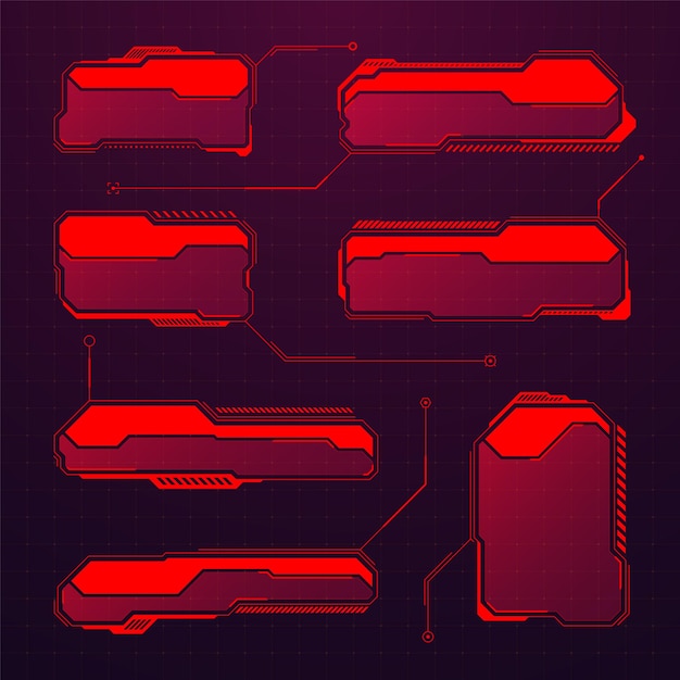 red futuristic hud or ui elements scifi user interface text boxes callouts warning message frames