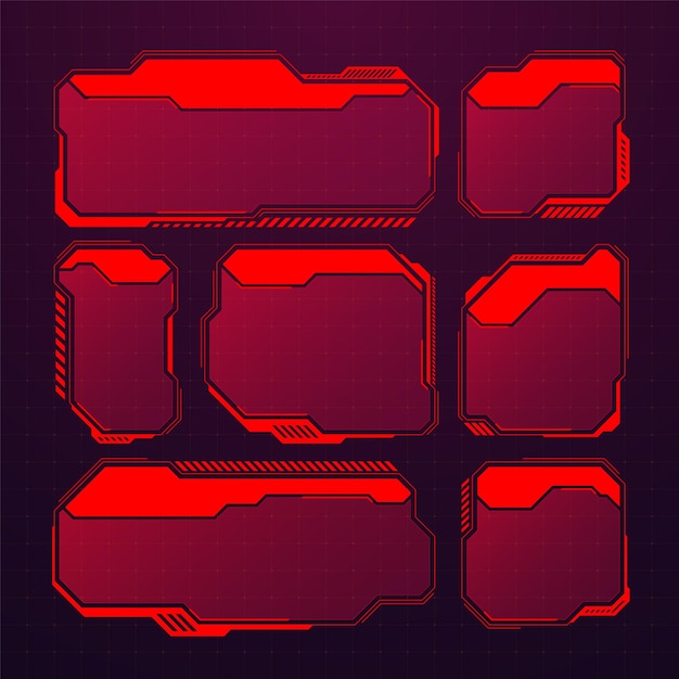 red futuristic hud or ui elements scifi user interface text boxes callouts warning message frames