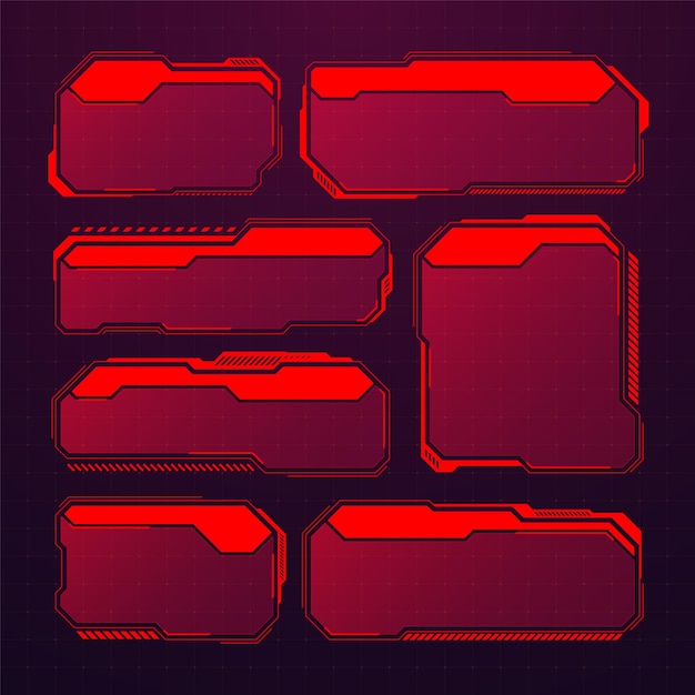 red futuristic hud or ui elements scifi user interface text boxes callouts warning message frames