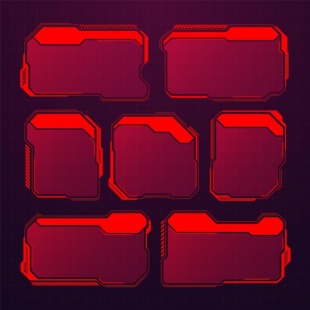 red futuristic hud or ui elements scifi user interface text boxes callouts warning message frames