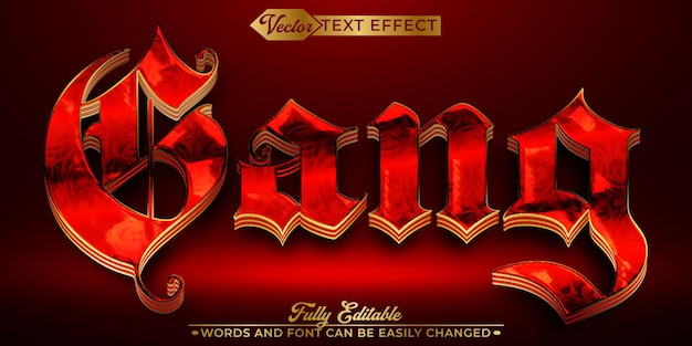 red gang vector editable text effect template