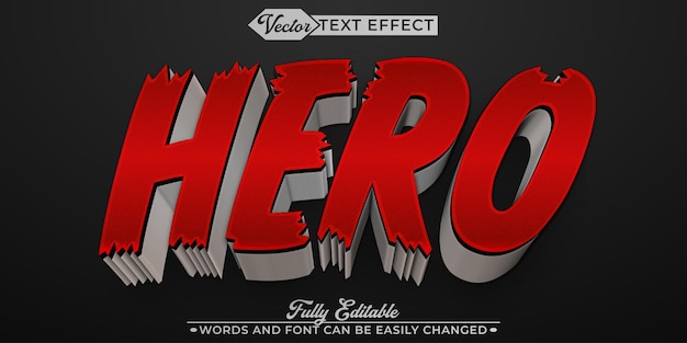 red hero vector editable text effect template