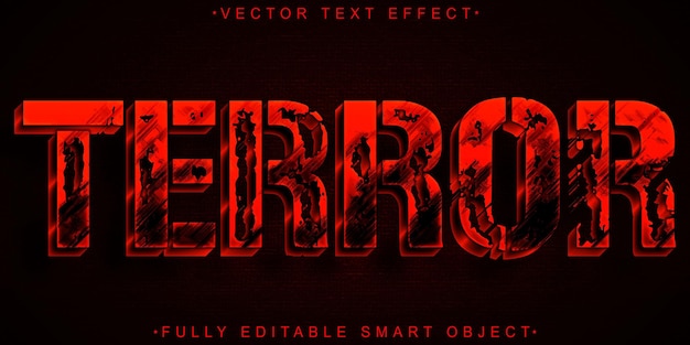 Red Horror Terror Vector Fully Editable Smart Object Text Effect