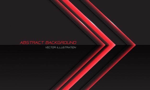 Red light arrow direction black metallic futuristic technology background.