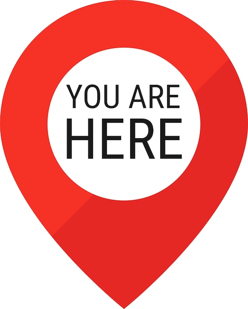 Red location point with text You are here Location map icon on transparent background Location pin for apps UI and web design