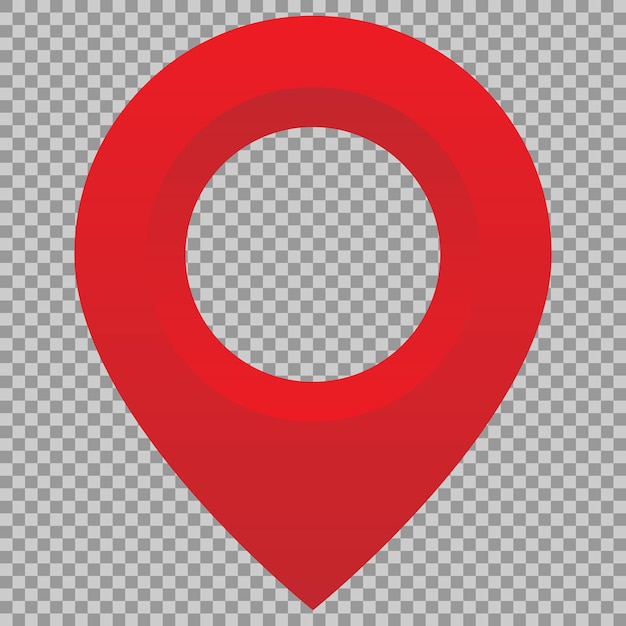 Red location sign on grid background Location pin marker with a hole Vector icon for apps UI and web design