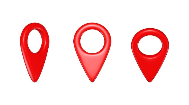 red map pin icons set realistic 3d red geolocation geolocation signs isolated on white background
