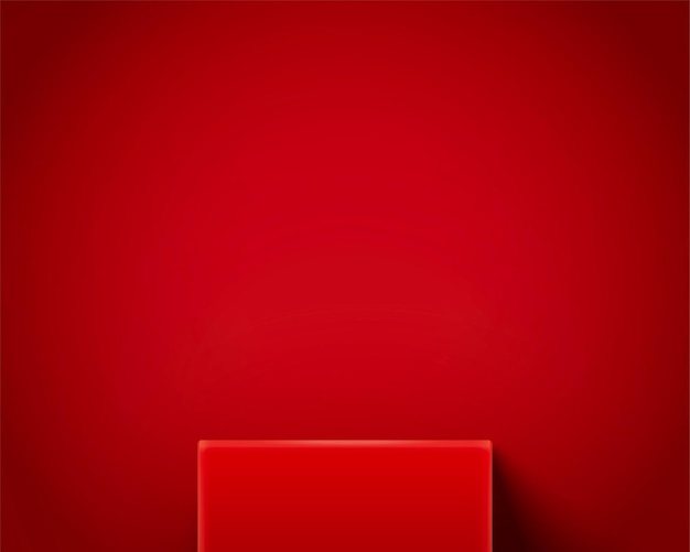 red minimalism background with podium for product displaying in 3d illustration