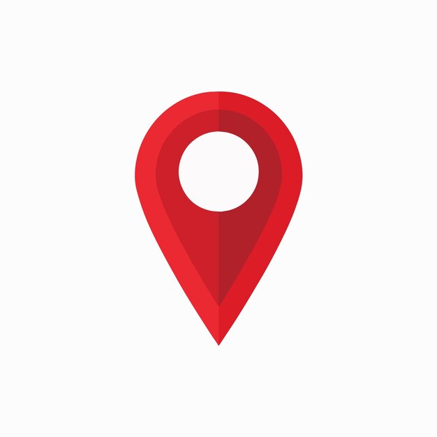 red pin with a white outline on it