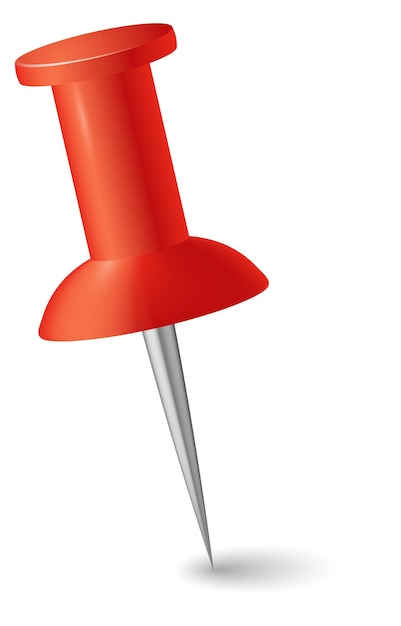 Red plastic thumb tack Realistic push pin