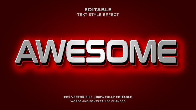 Red Silver Awesome Editabl Text Effect