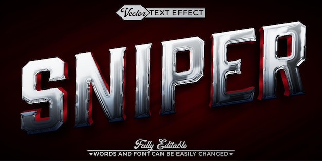 red silver shiny sniper vector editable text effect template