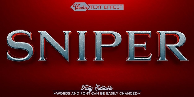 red silver sniper vector editable text effect template