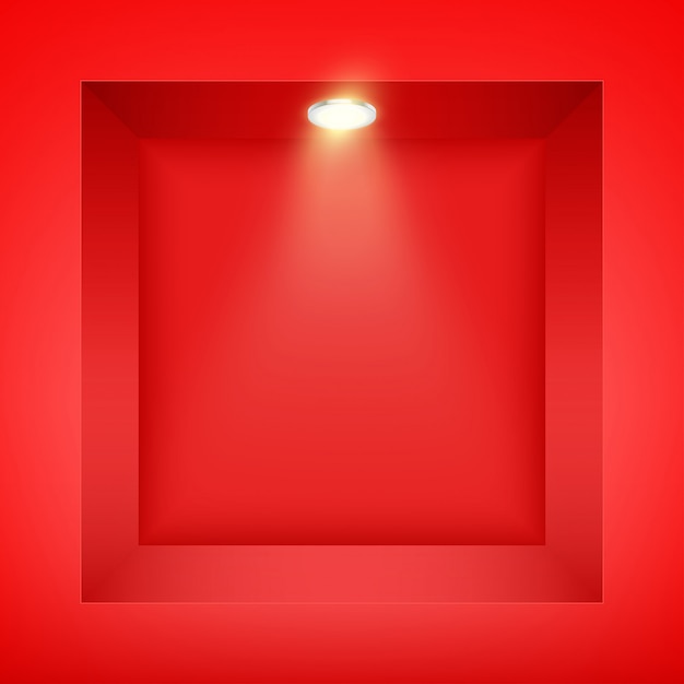 Red wall niche with spotlight