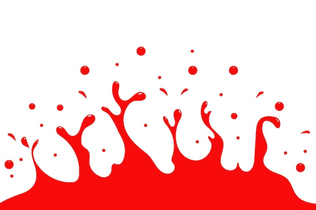 Red water droplets splash and water bubbles on white background Red liquid waves with copy space