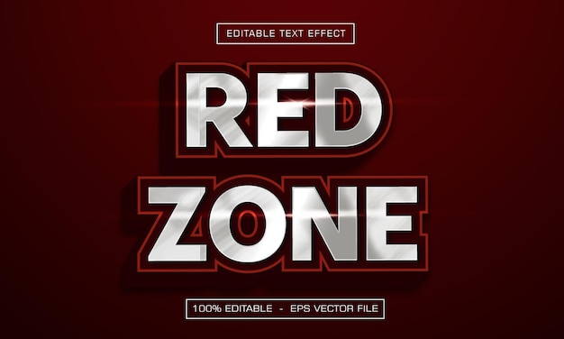 Red Zone 3d text effect with reds style