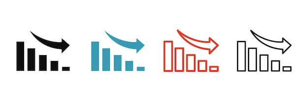 reduction chart icon set depicting data reduction symbolsvector illustration