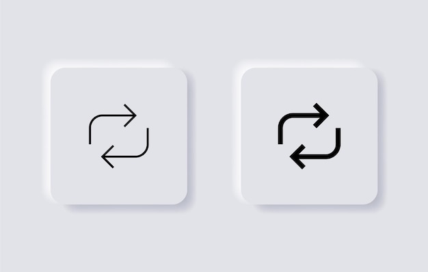 Refresh icon sync repeat and reload arrow symbol convert sign in neumorphism neumorphic ui