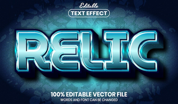 relic text, font style editable text effect