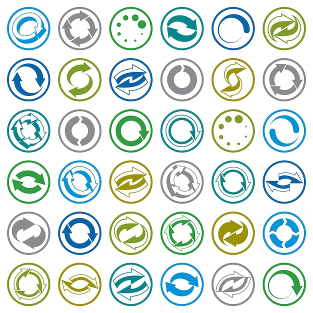 Reload icons isolated on white background vector set, loop arrows, refresh,  web theme simplistic symbols vector collections.