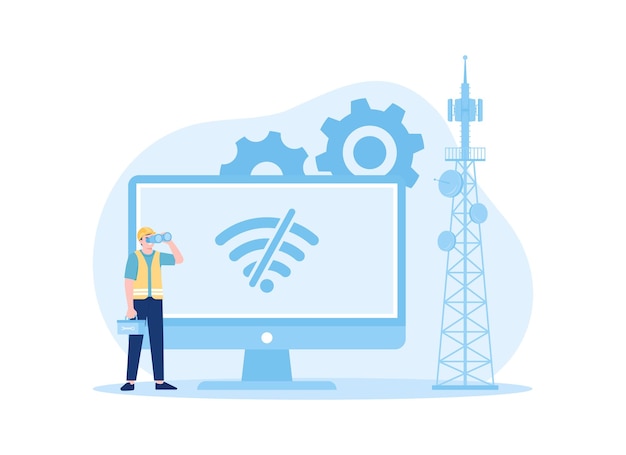 repair network no signal trending concept flat illustration